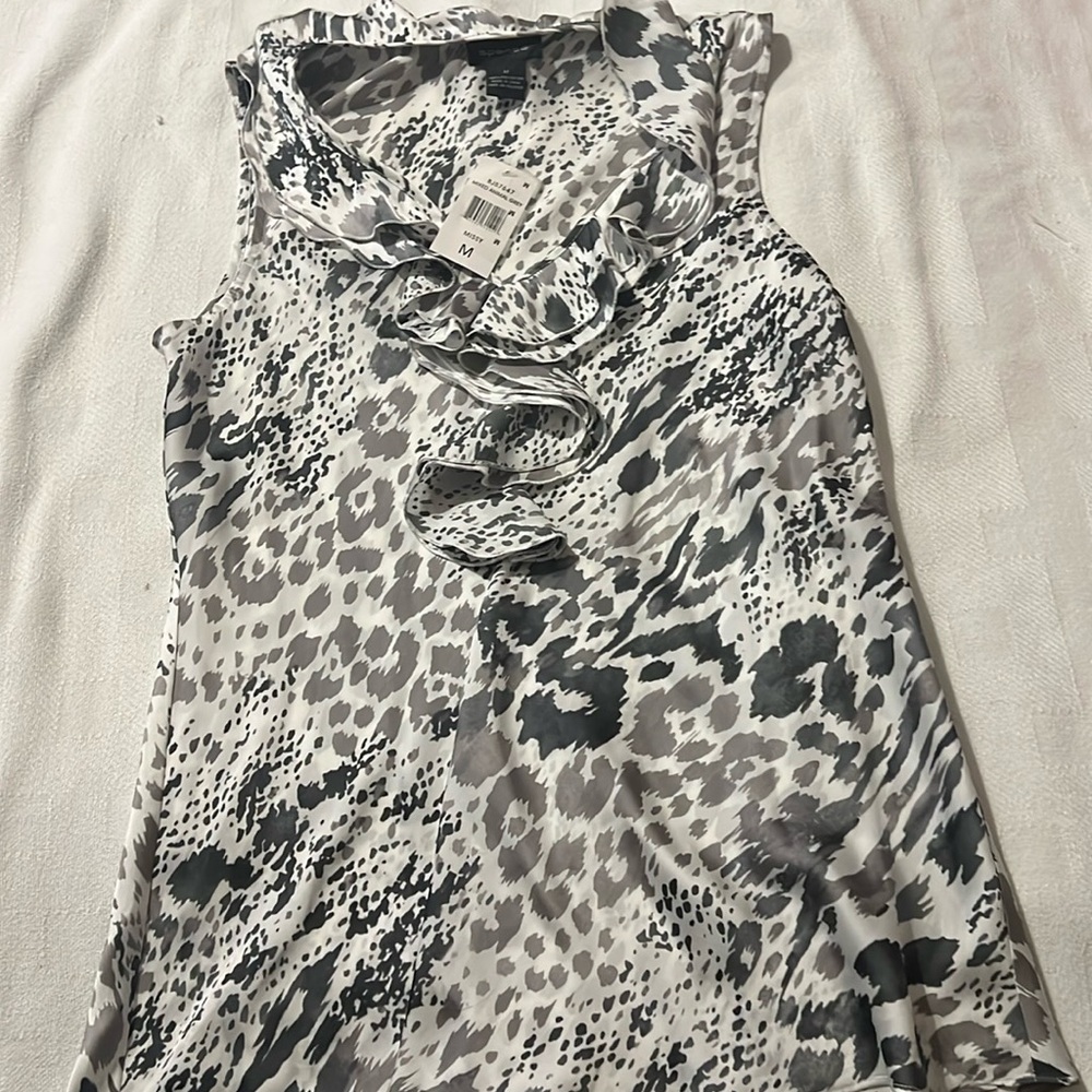 NWT-satin blk/ white /gray sleeveless top